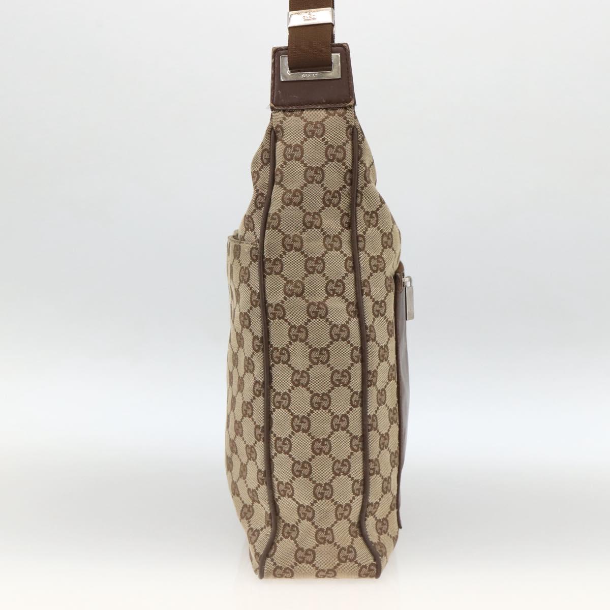 GUCCI GG Canvas Shoulder Bag Beige Silver 019.0538 Auth 174564
