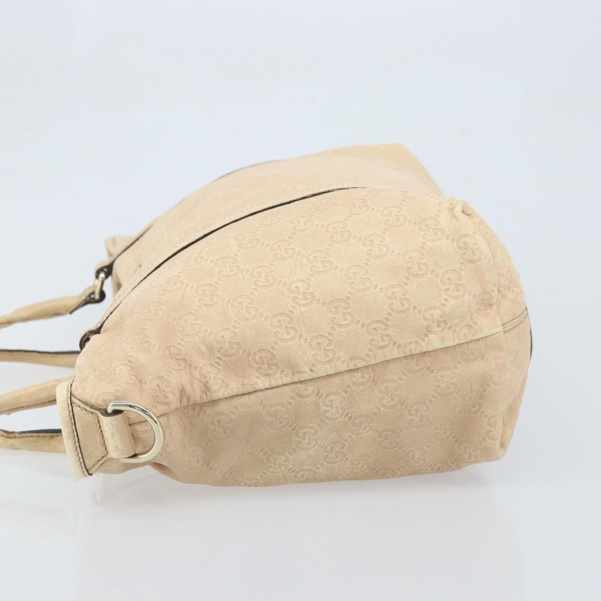 GUCCI GG Canvas Guccissima Tote Bag Leather Beige Gold Auth 174566