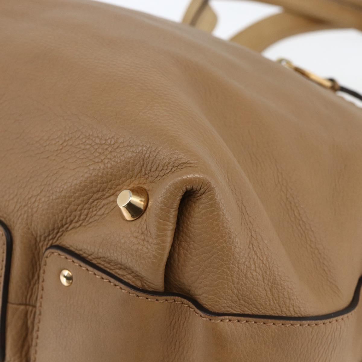 Chloe Angie Tote Bag Leather Brown Gold Auth 174567