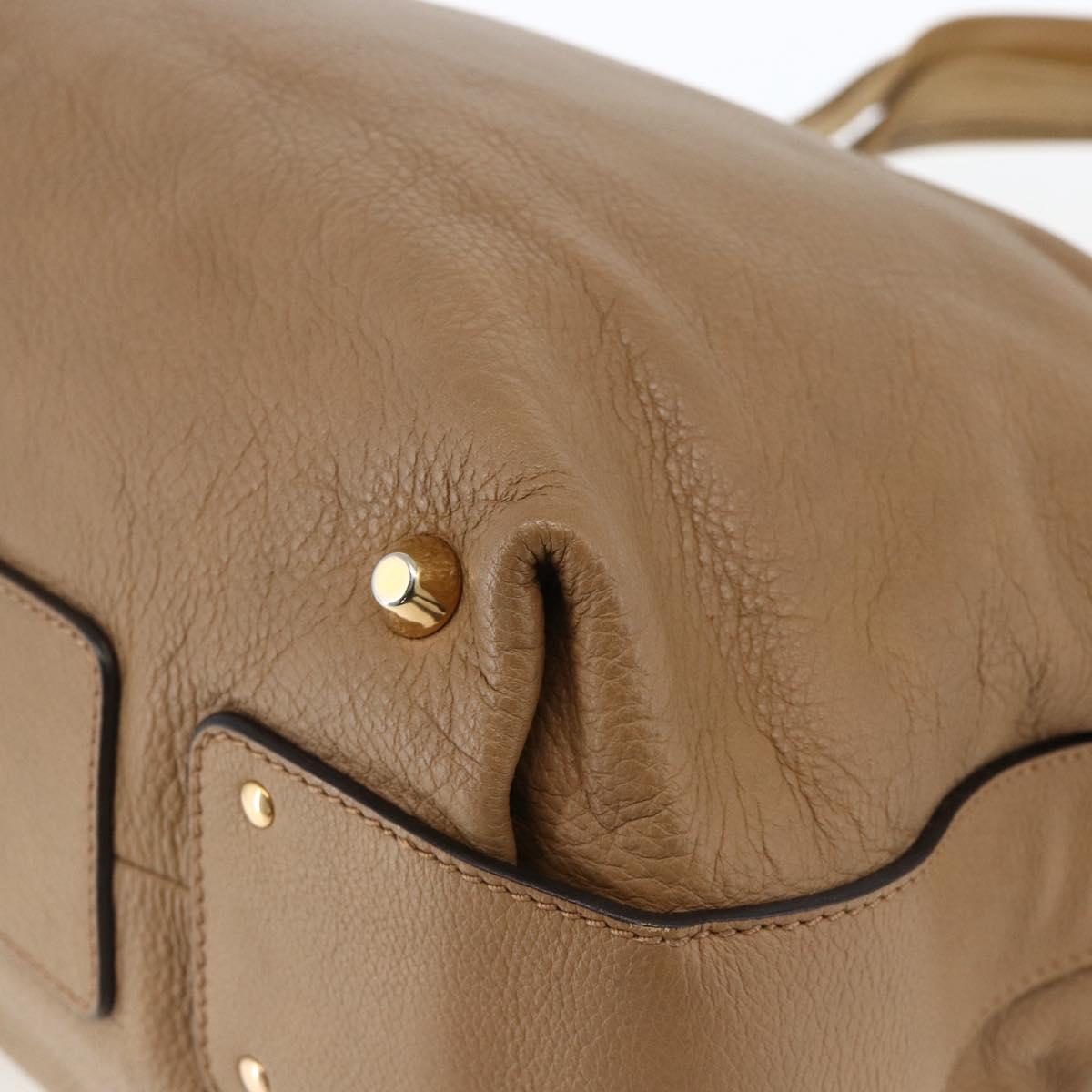 Chloe Angie Tote Bag Leather Brown Gold Auth 174567