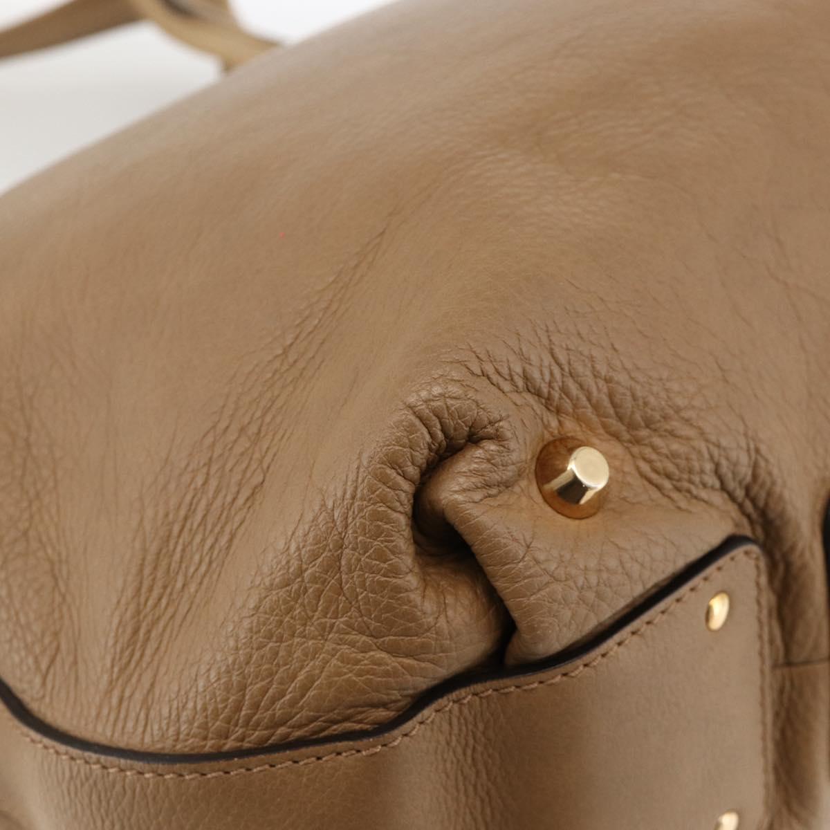 Chloe Angie Tote Bag Leather Brown Gold Auth 174567