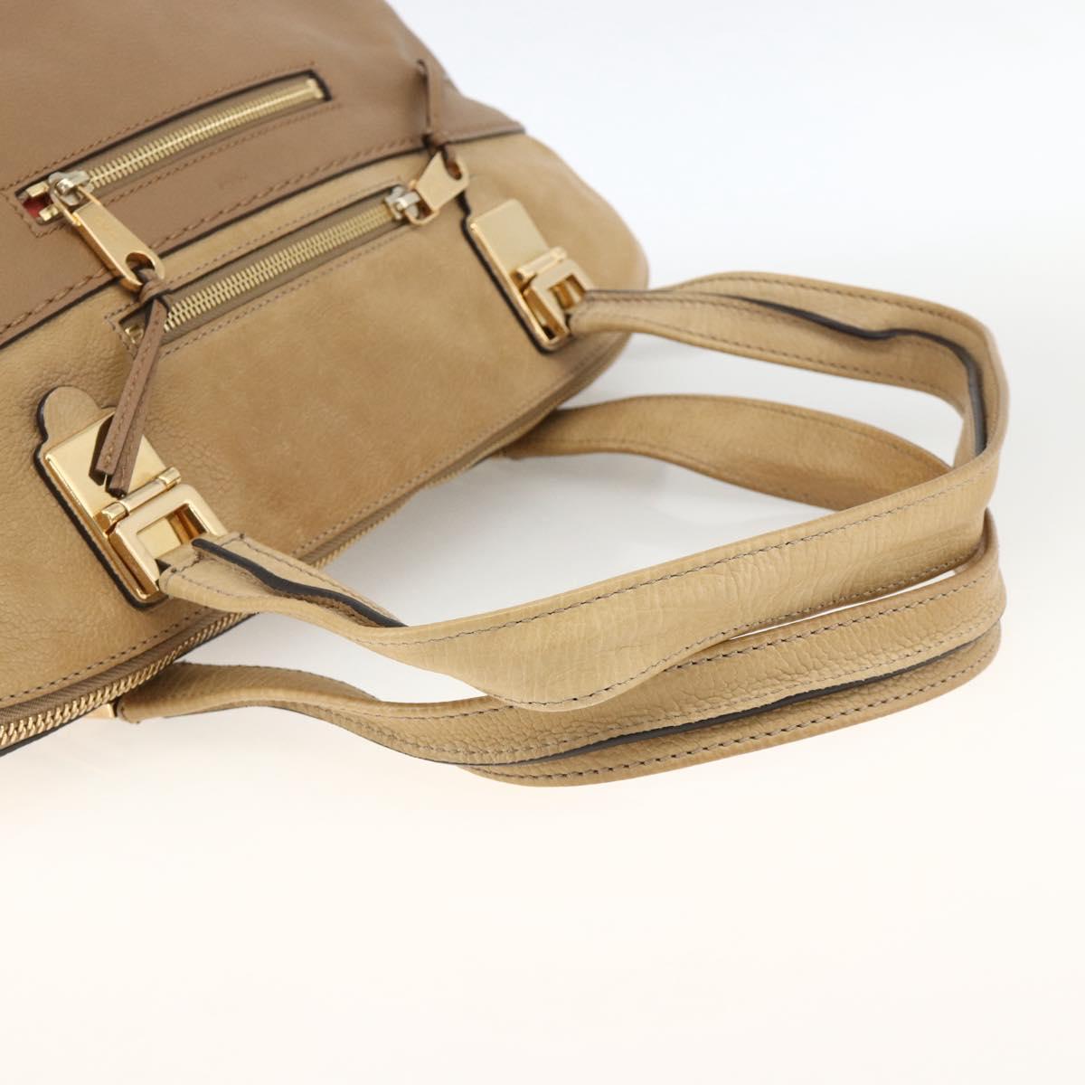 Chloe Angie Tote Bag Leather Brown Gold Auth 174567