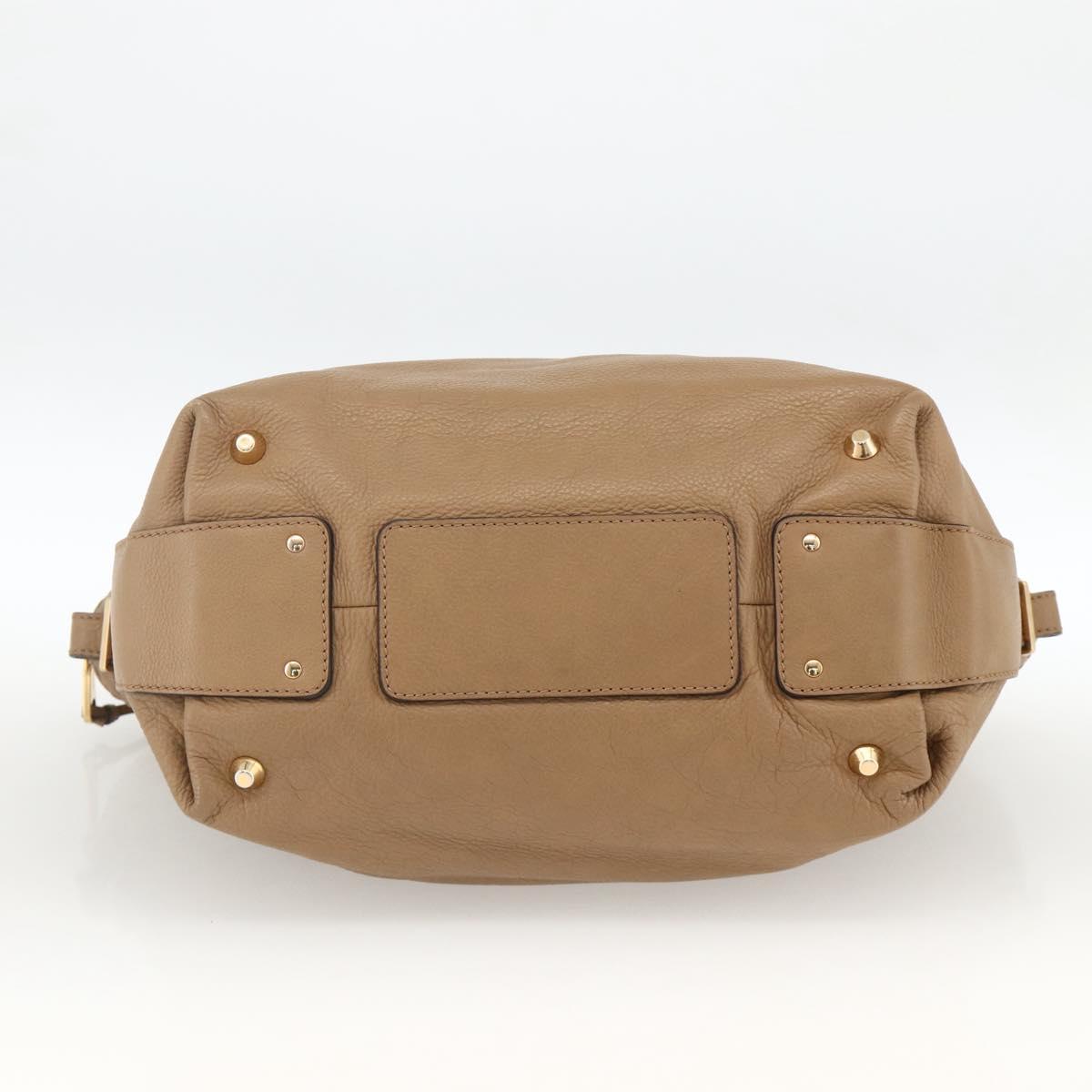 Chloe Angie Tote Bag Leather Brown Gold Auth 174567