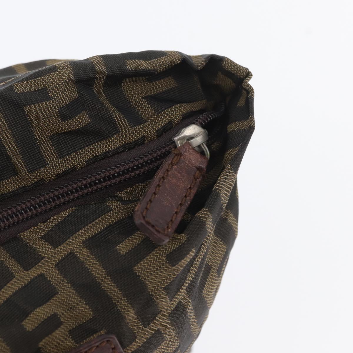 FENDI Zucca Canvas Hand Bag Brown Black Auth 174570
