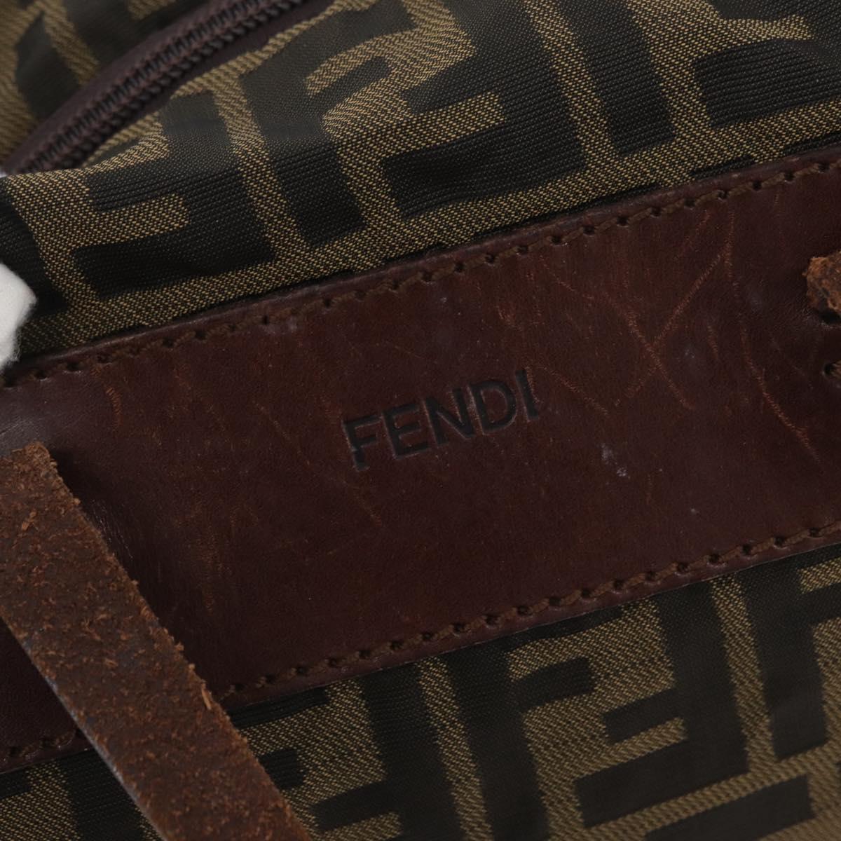 FENDI Zucca Canvas Hand Bag Brown Black Auth 174570