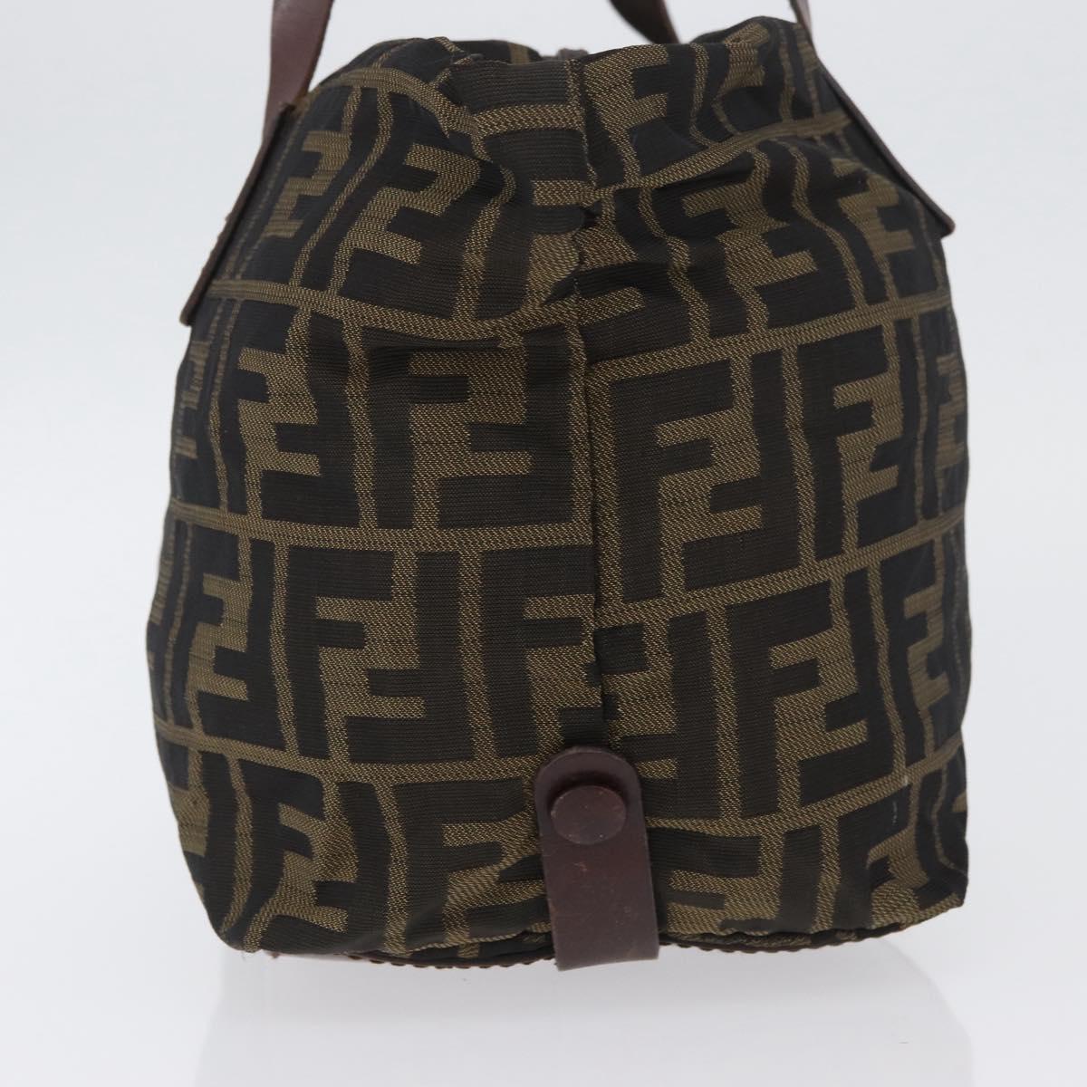 FENDI Zucca Canvas Hand Bag Brown Black Auth 174570