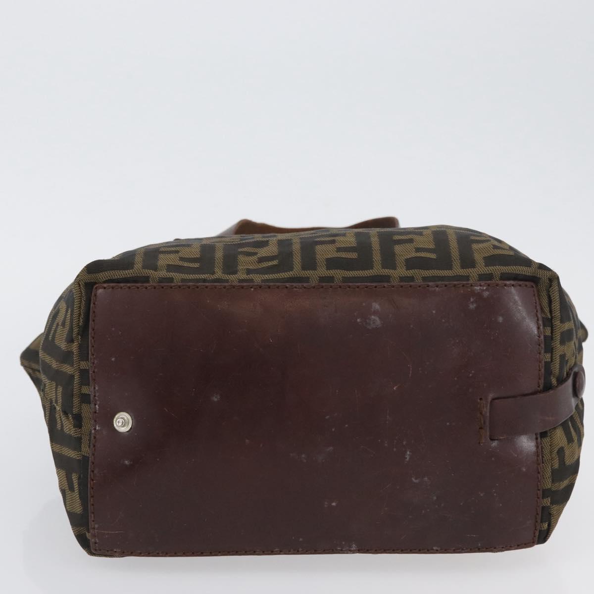 FENDI Zucca Canvas Hand Bag Brown Black Auth 174570