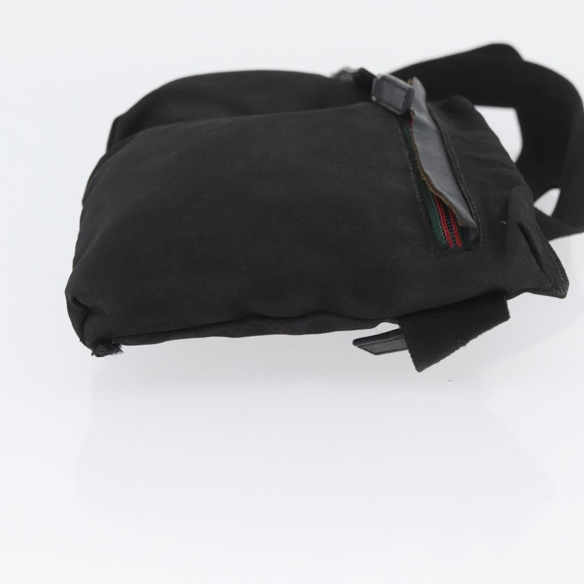GUCCI Waist bag Canvas Black Silver 28566 Auth 174571