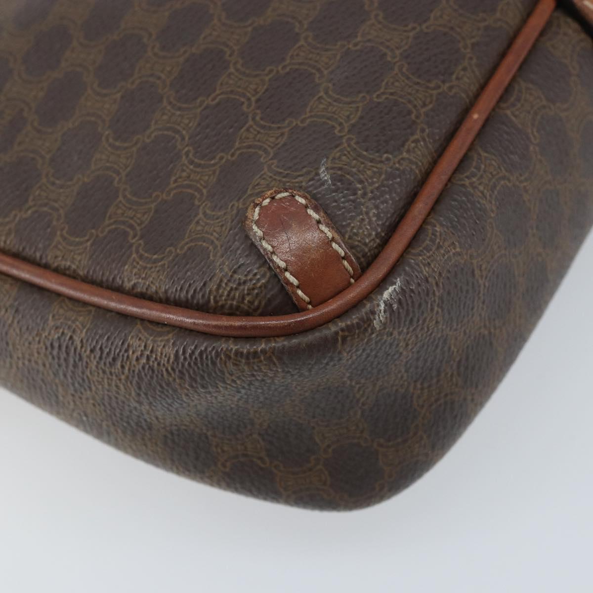 CELINE Macadam Canvas Shoulder Bag PVC Leather Brown Gold Auth 174572