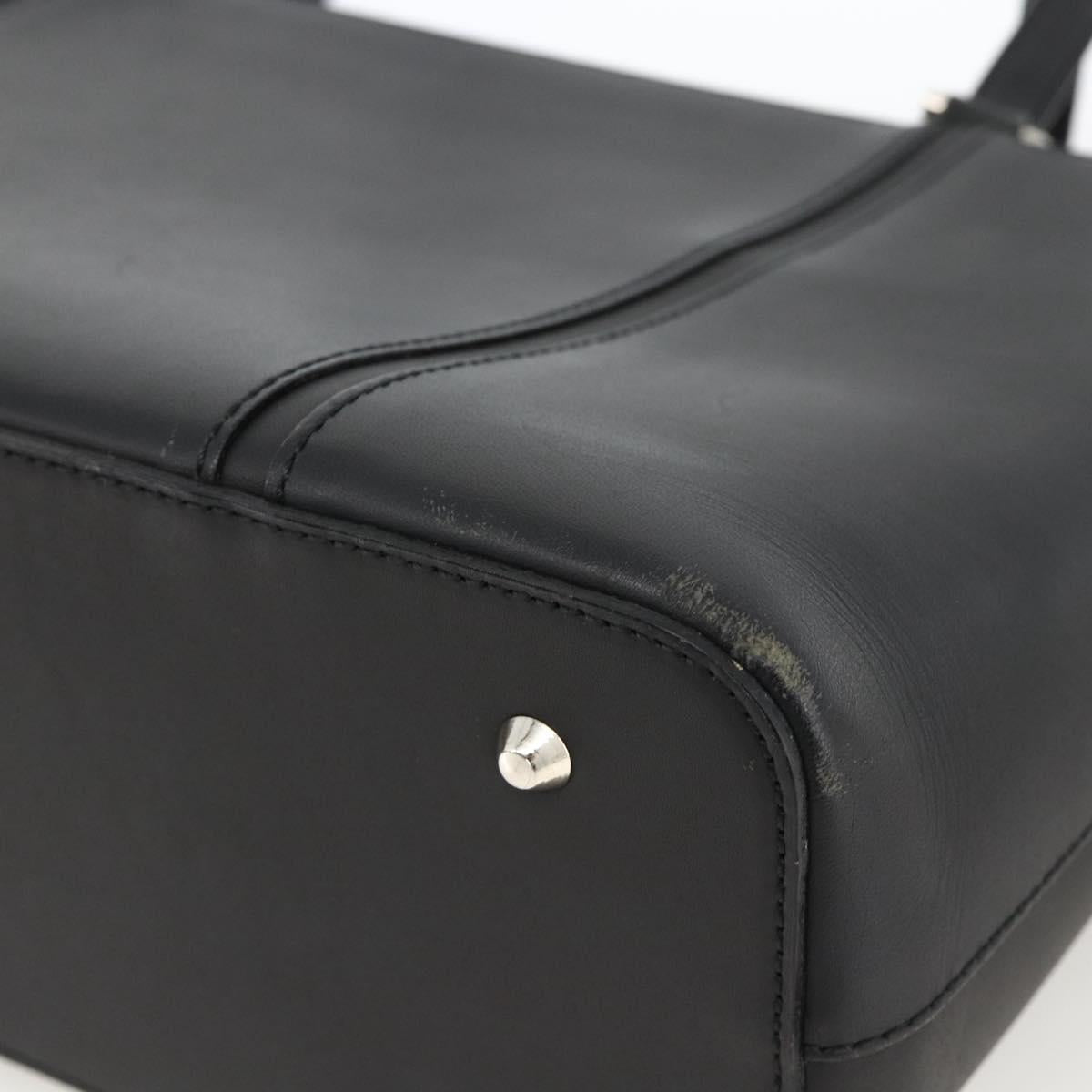 BURBERRY Tote Bag Leather Black Silver Auth 174574