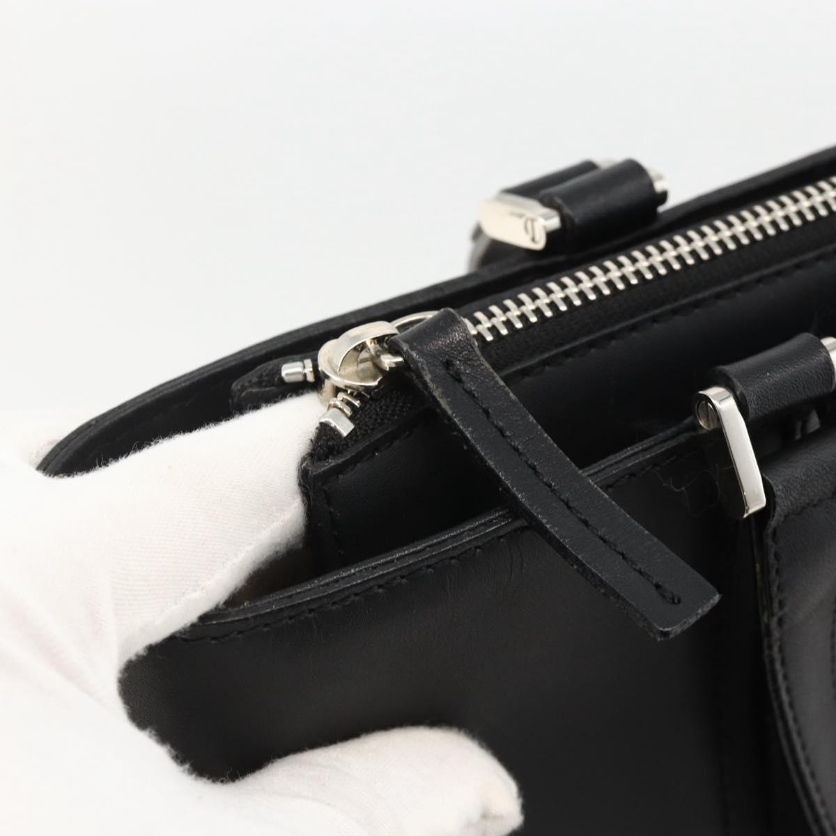 BURBERRY Tote Bag Leather Black Silver Auth 174574
