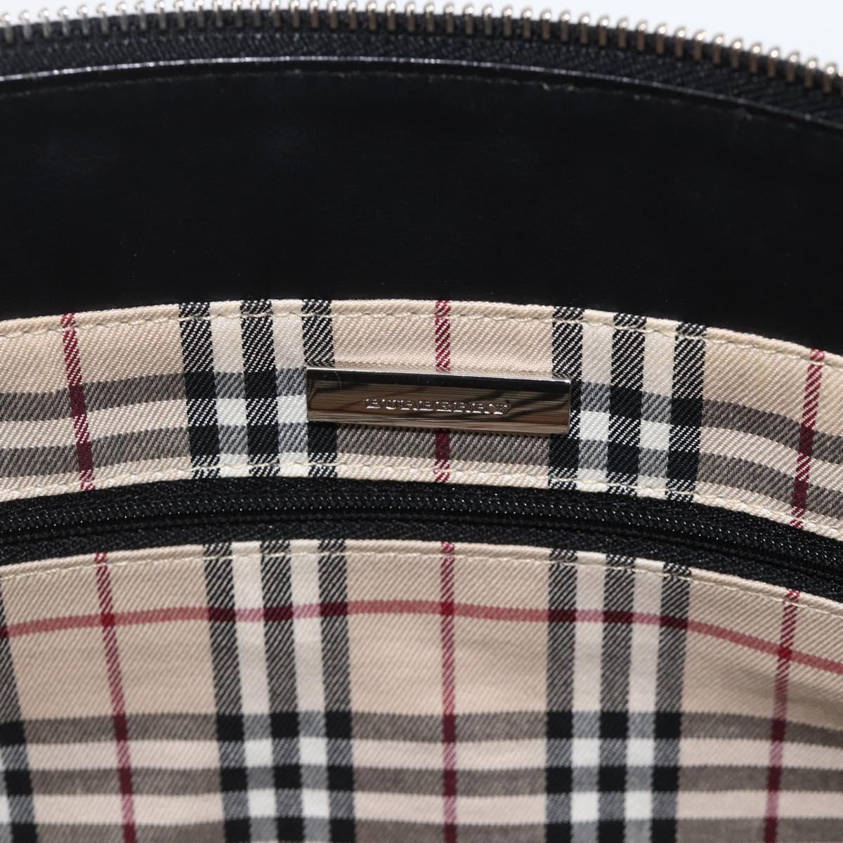 BURBERRY Tote Bag Leather Black Silver Auth 174574