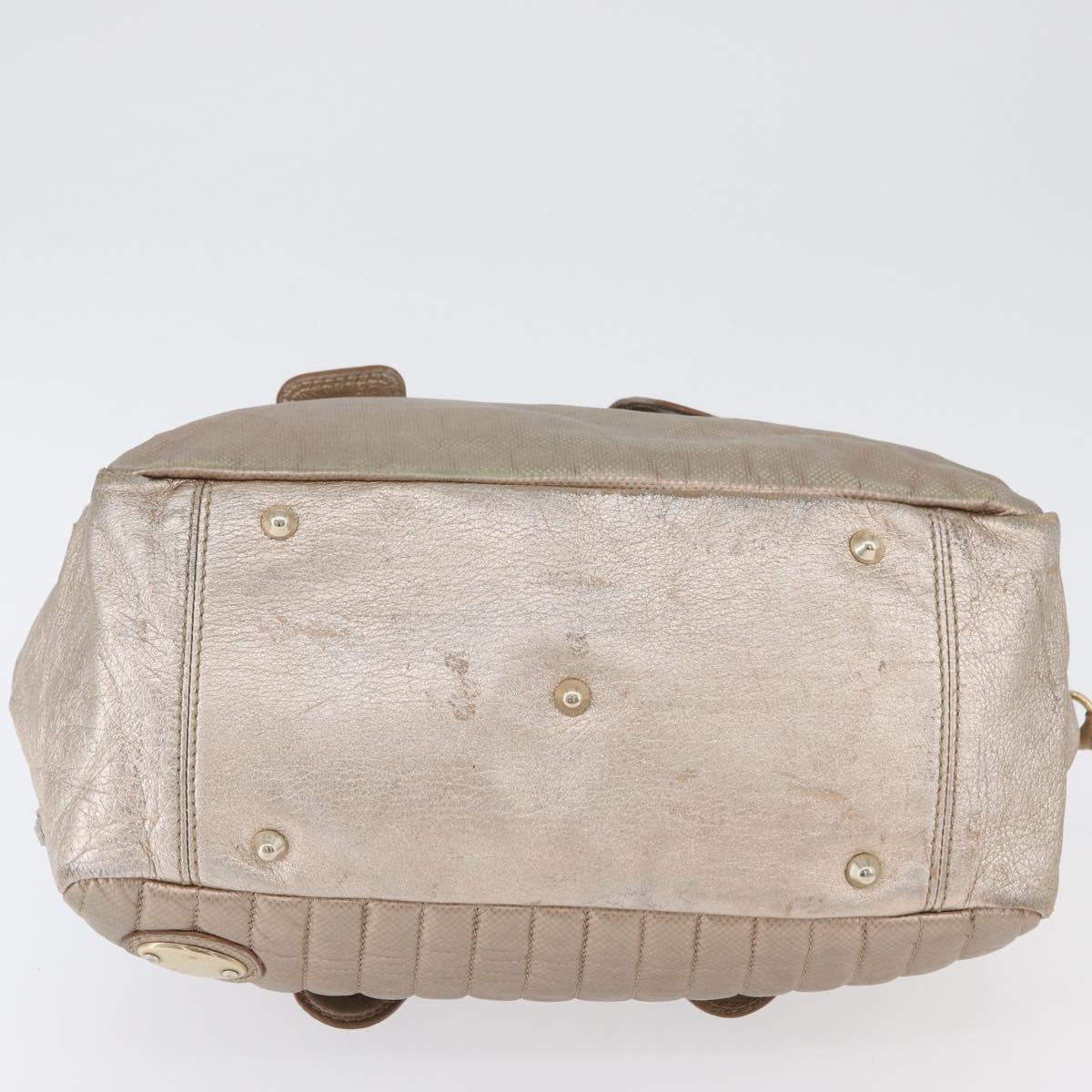 Chloe Hand Bag Leather Beige Gold Auth 174575
