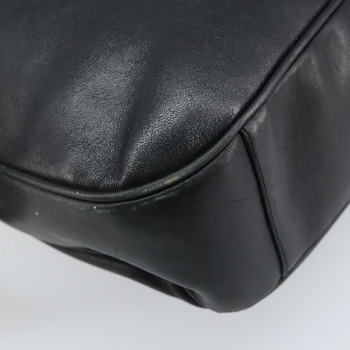 GUCCI Bamboo Shoulder Bag Leather 2way Black Gold 001 3444 1577 Auth 174580