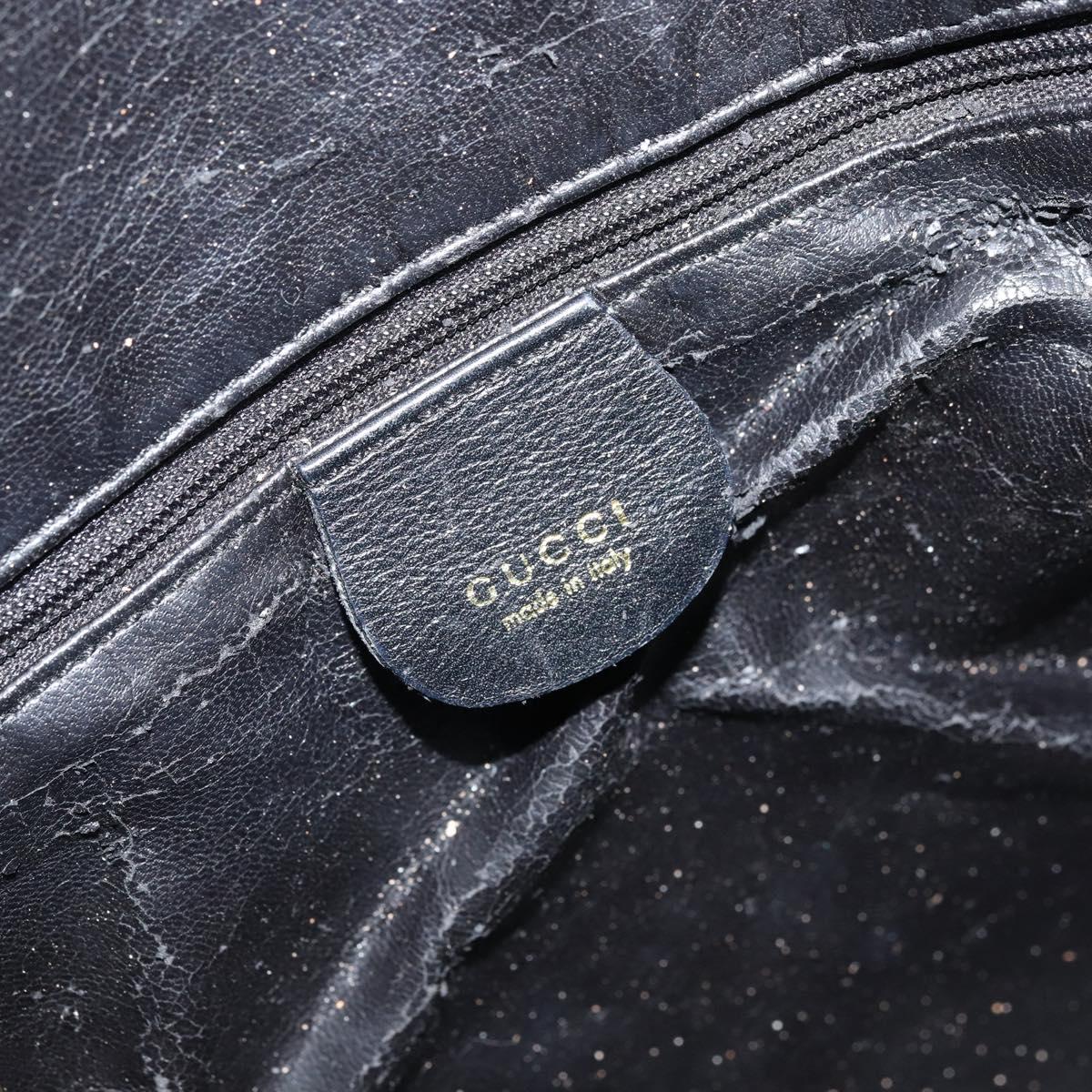 GUCCI Bamboo Shoulder Bag Leather 2way Black Gold 001 3444 1577 Auth 174580
