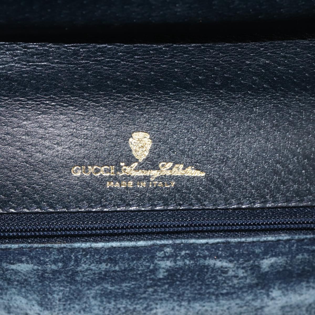 GUCCI GG Supreme Clutch Bag PVC Navy Gold Auth 174582