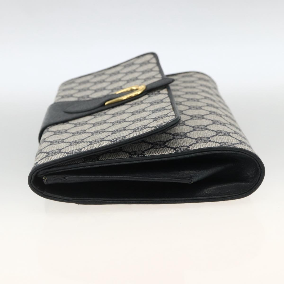 GUCCI GG Supreme Clutch Bag PVC Navy Gold Auth 174582