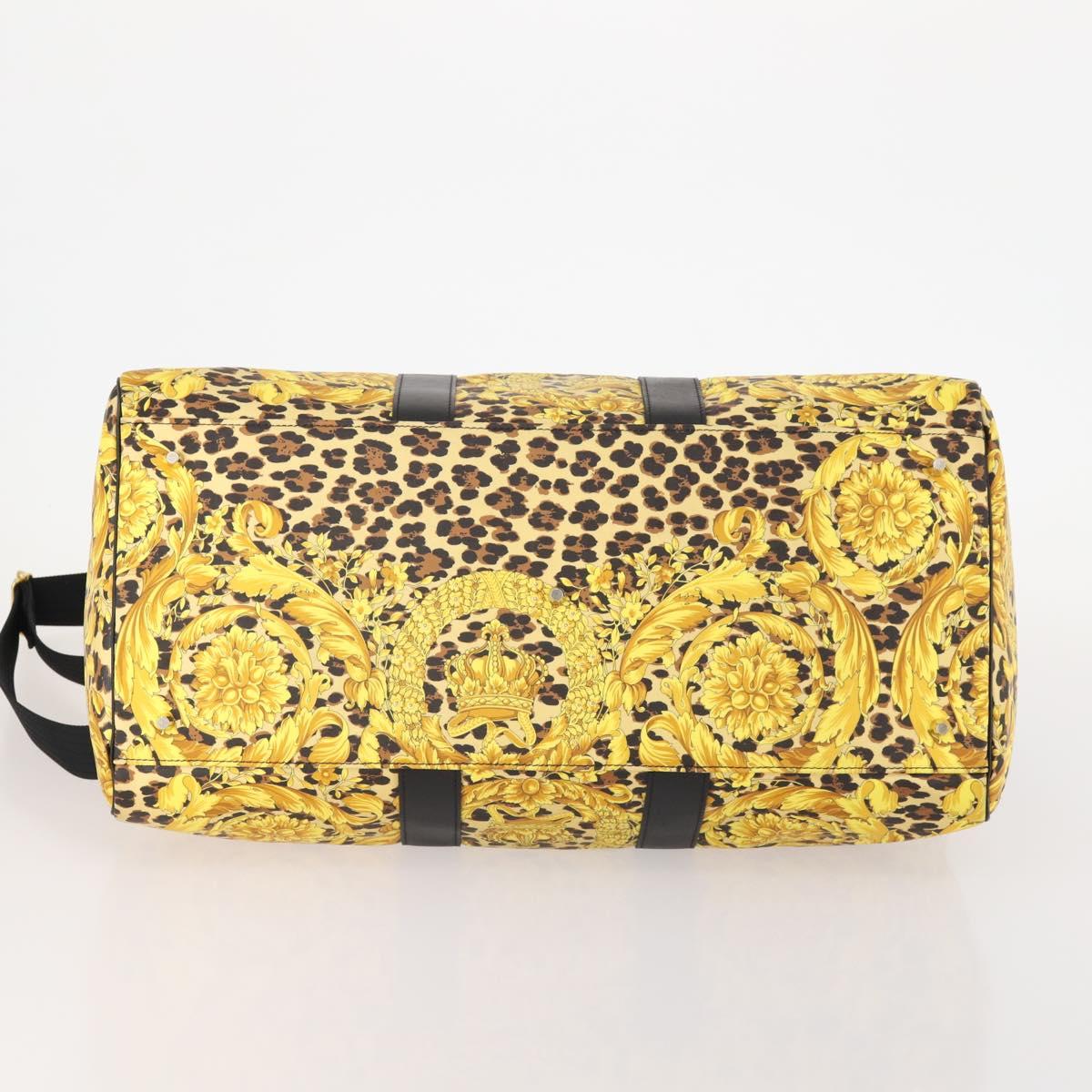 Gianni Versace Boston Bag PVC 2way Yellow Black gold Auth 174587