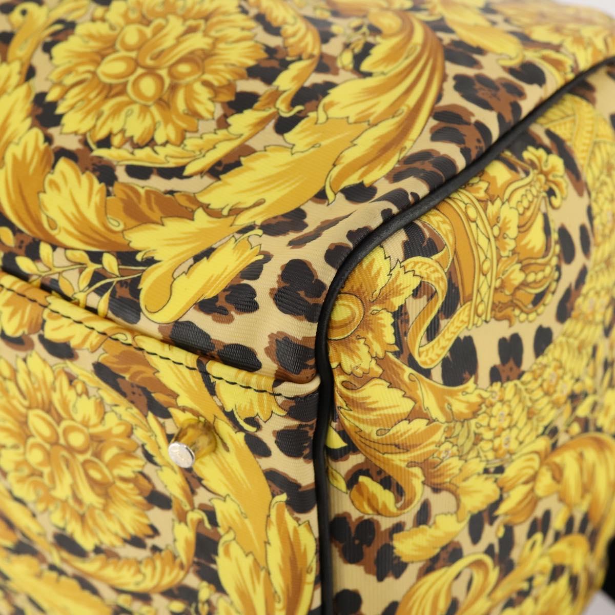 Gianni Versace Boston Bag PVC 2way Yellow Black gold Auth 174587