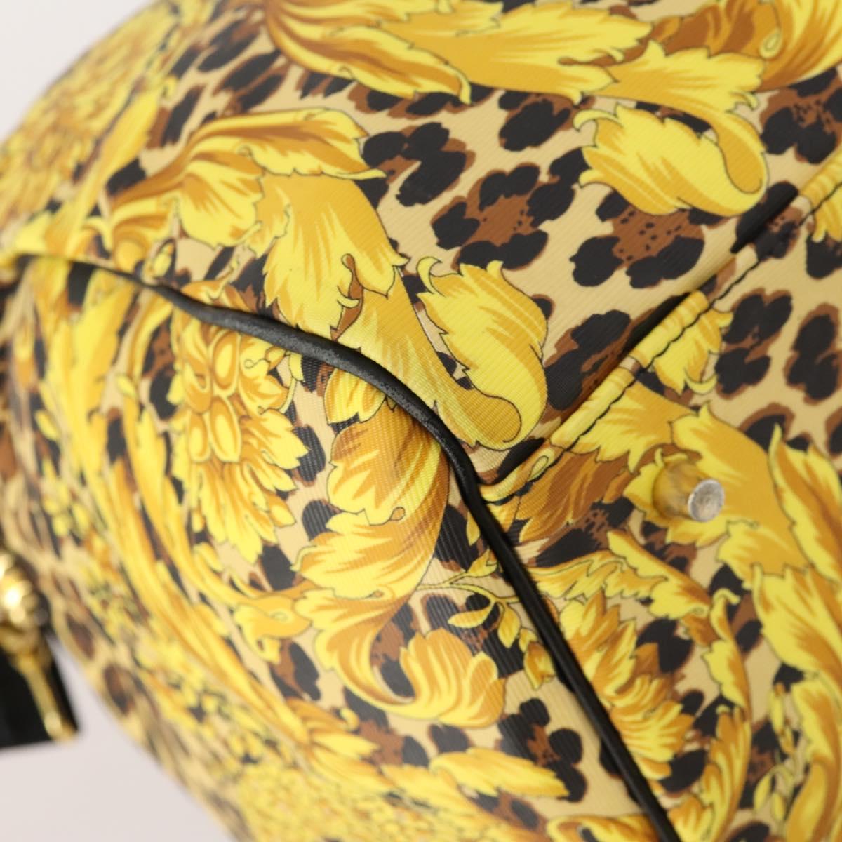 Gianni Versace Boston Bag PVC 2way Yellow Black gold Auth 174587