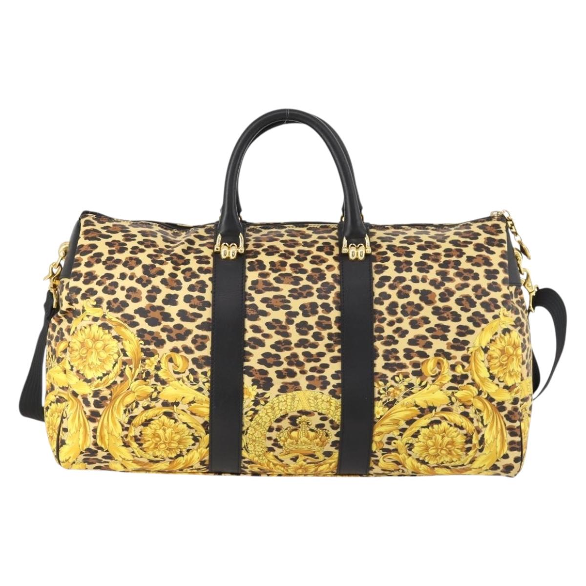 Gianni Versace Boston Bag PVC 2way Yellow Black gold Auth 174587