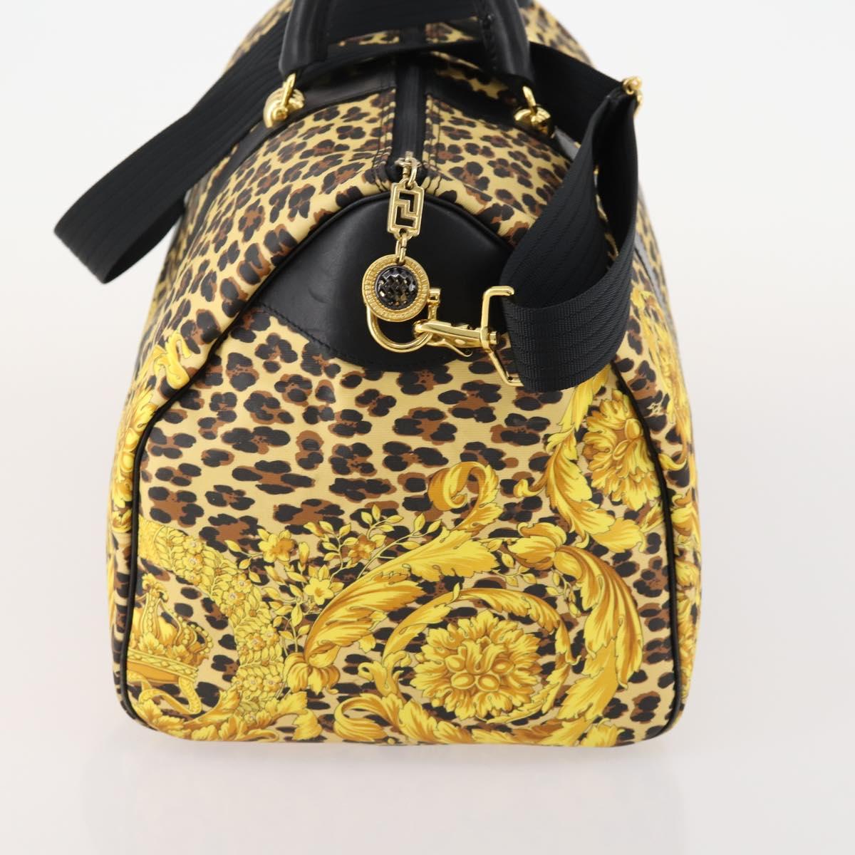 Gianni Versace Boston Bag PVC 2way Yellow Black gold Auth 174587