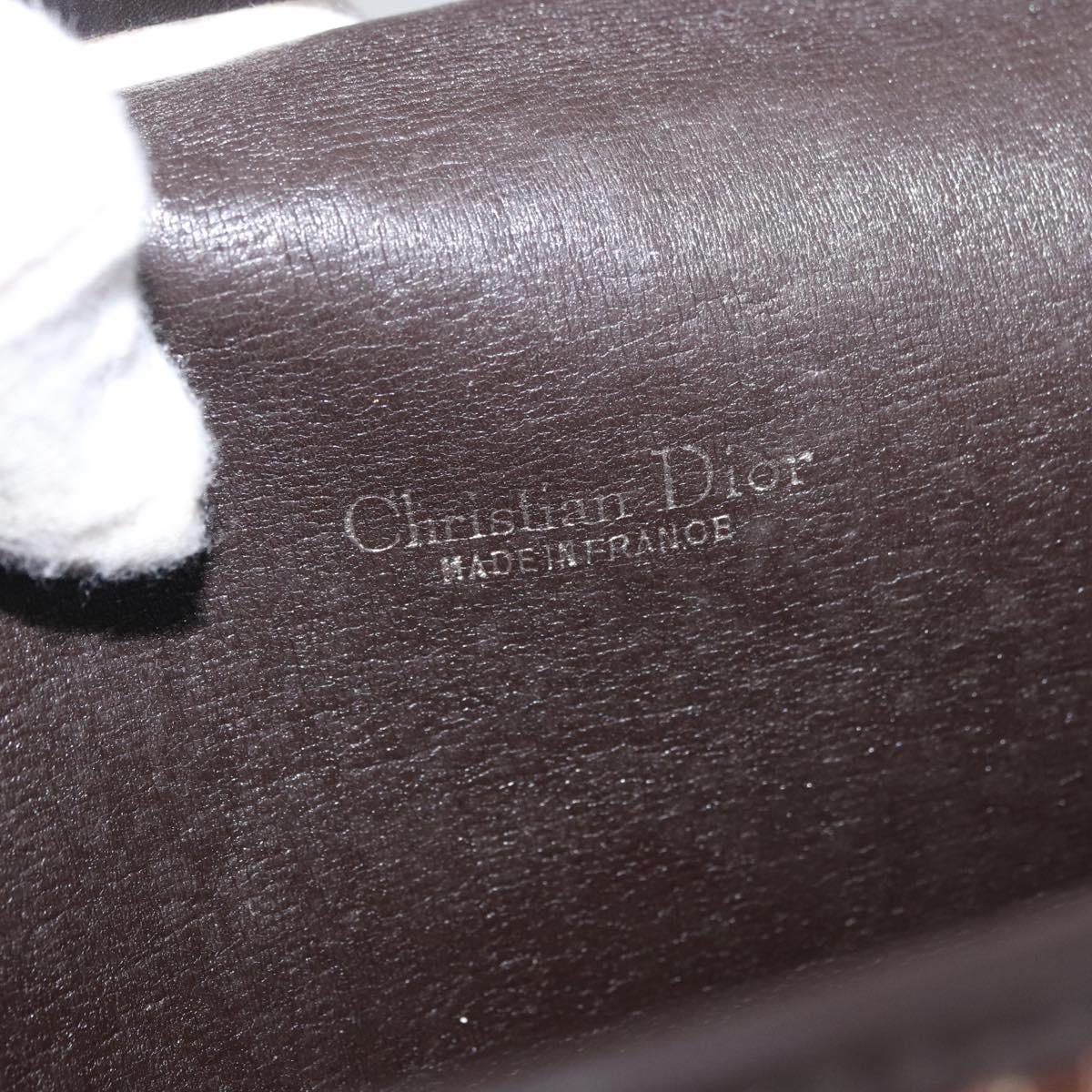 Christian Dior Trotter Canvas Clutch Bag Brown Gold Auth 174592