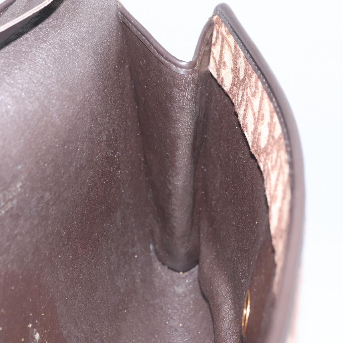 Christian Dior Trotter Canvas Clutch Bag Brown Gold Auth 174592