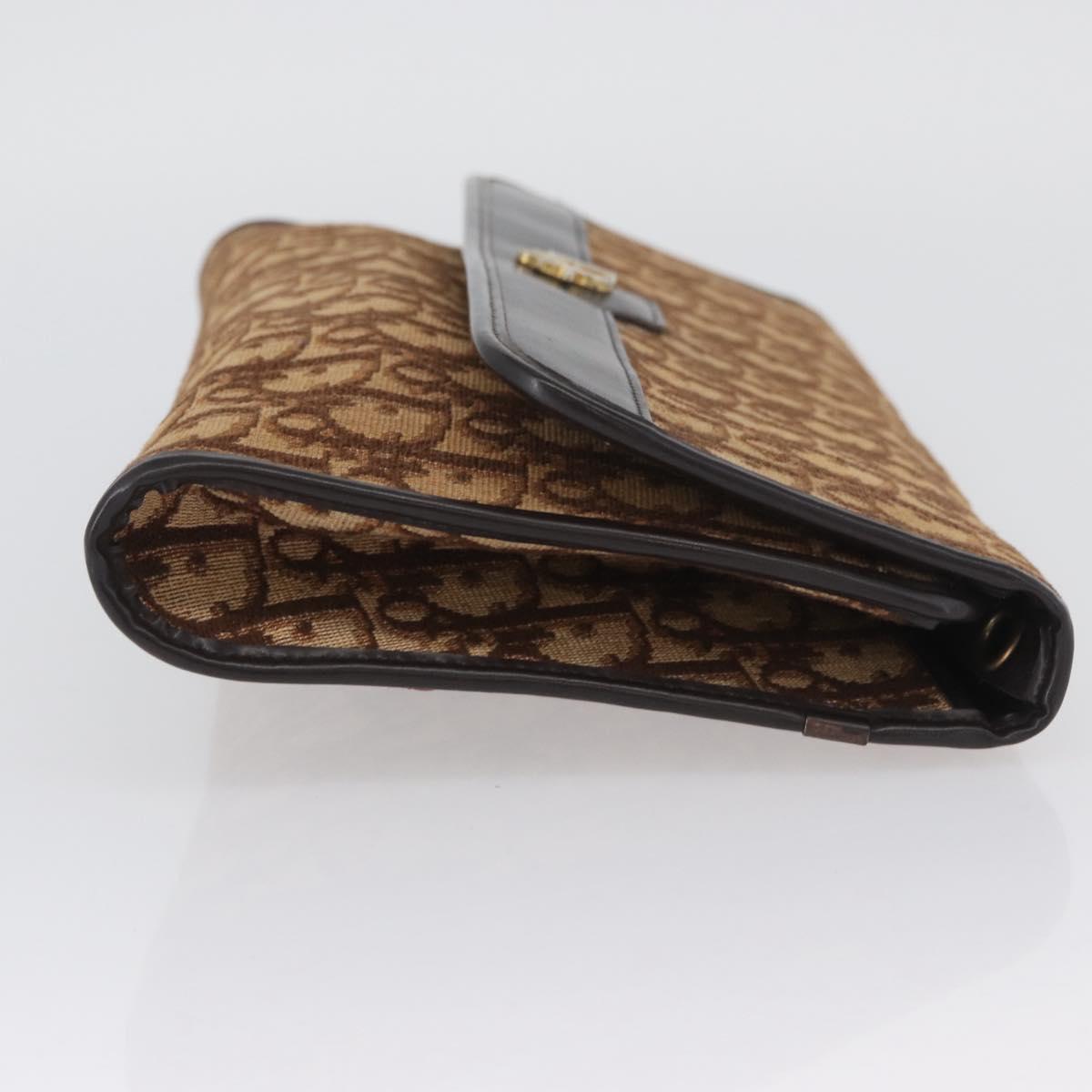 Christian Dior Trotter Canvas Clutch Bag Brown Gold Auth 174592