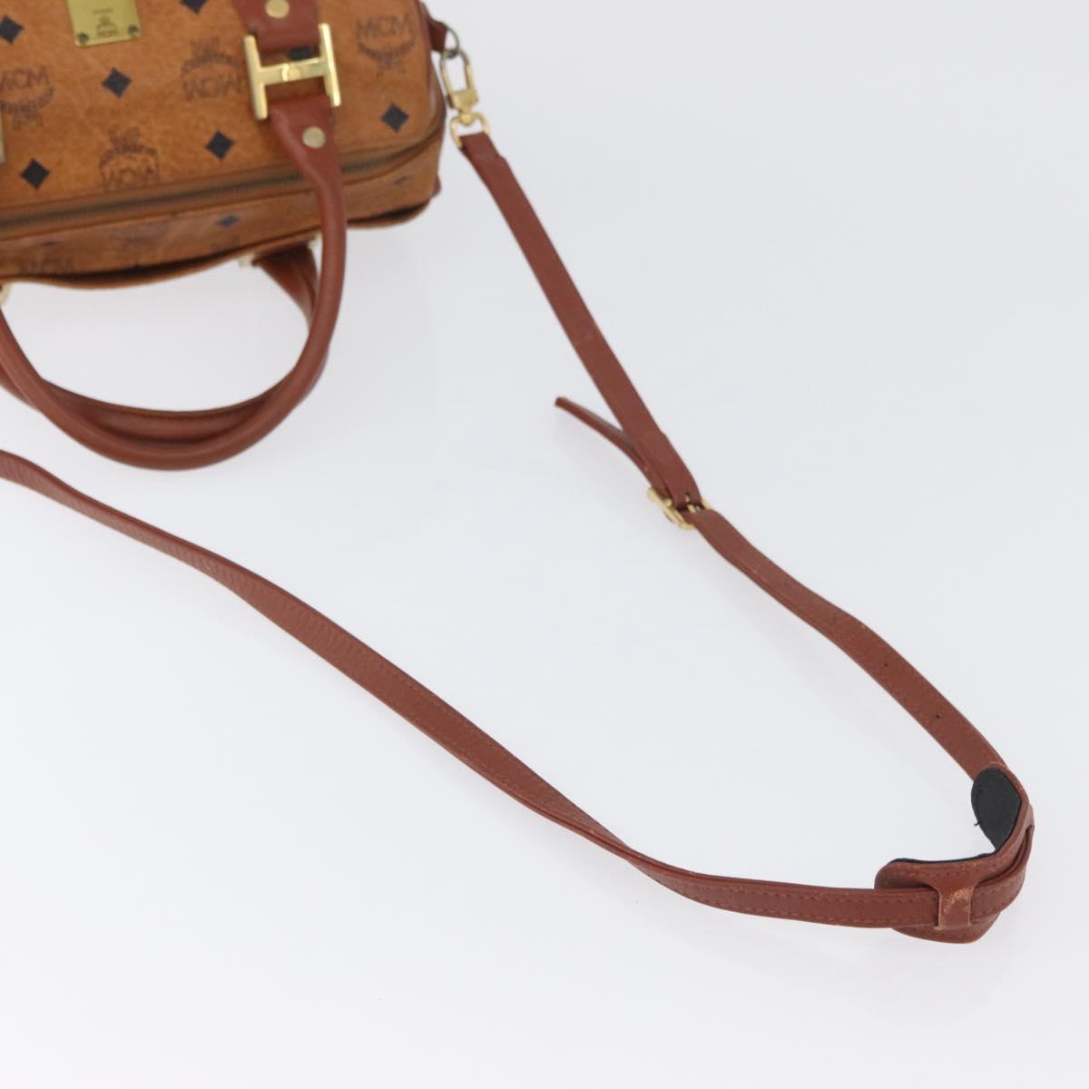 MCM Vicetos Logogram Hand Bag PVC Leather 2way Brown Gold Auth 174594