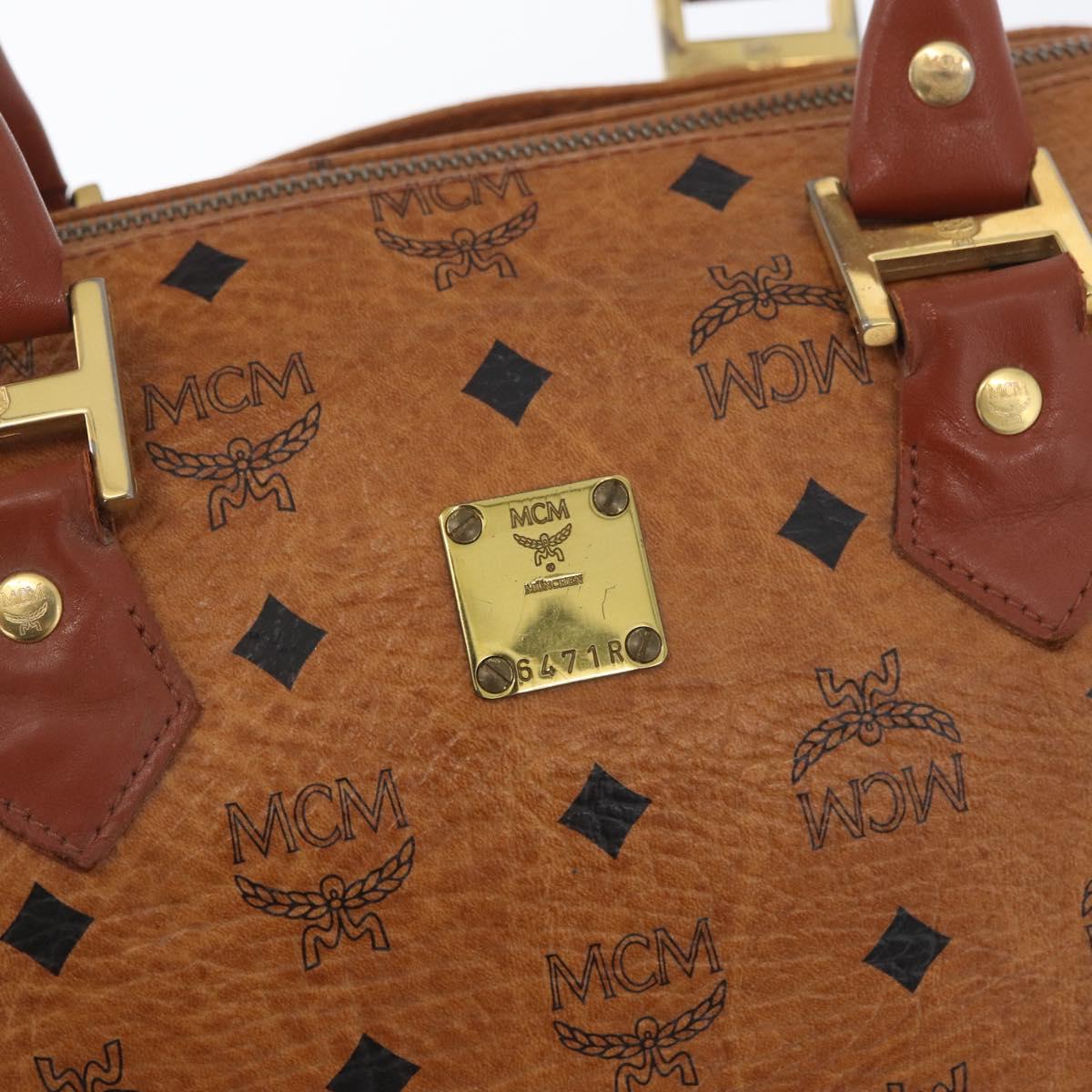 MCM Vicetos Logogram Hand Bag PVC Leather 2way Brown Gold Auth 174594