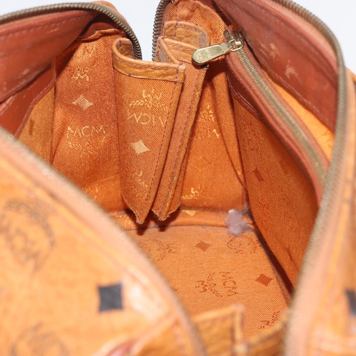 MCM Vicetos Logogram Hand Bag PVC Leather 2way Brown Gold Auth 174594