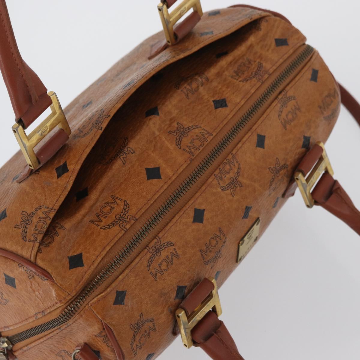 MCM Vicetos Logogram Hand Bag PVC Leather 2way Brown Gold Auth 174594