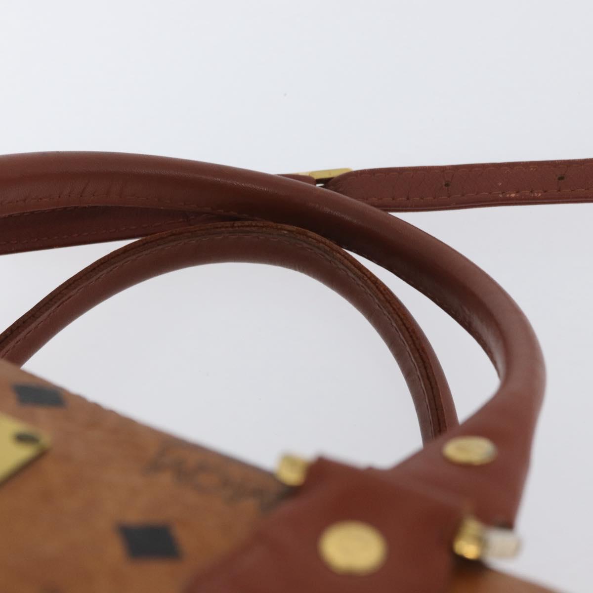 MCM Vicetos Logogram Hand Bag PVC Leather 2way Brown Gold Auth 174594