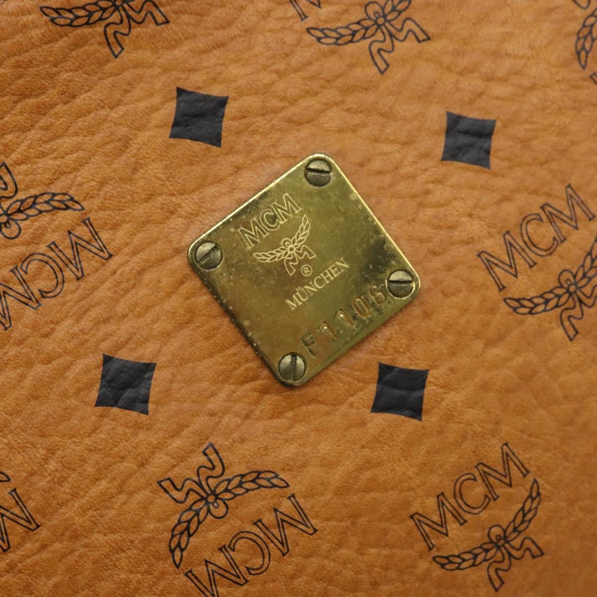 MCM Logogram Vicetos Clutch Bag PVC Leather Brown Gold Auth 174595