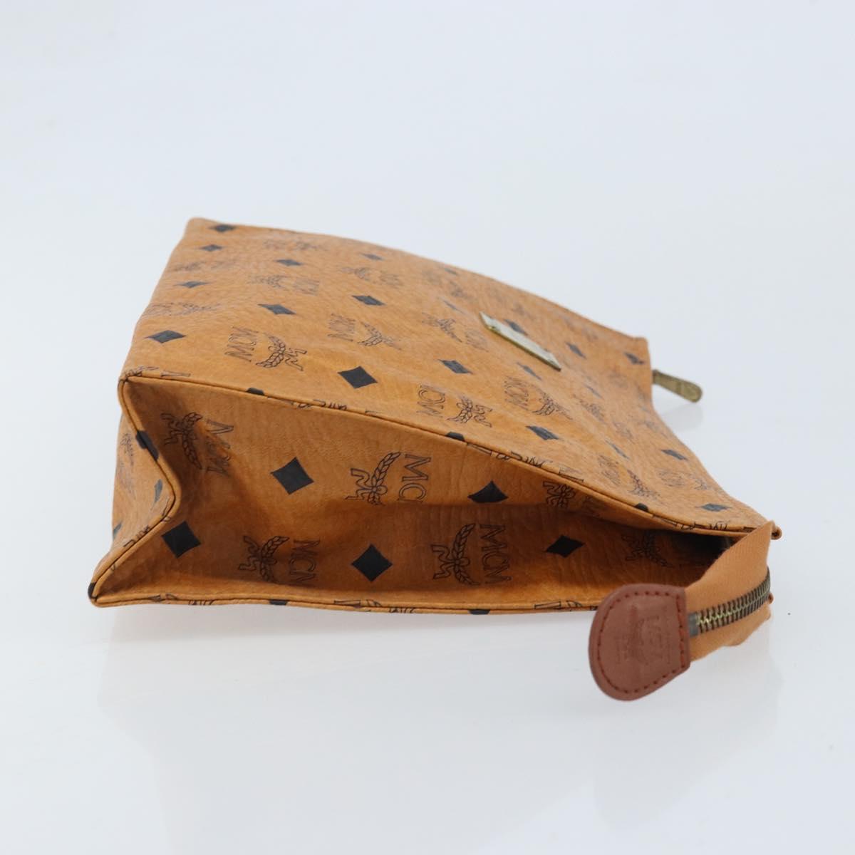 MCM Logogram Vicetos Clutch Bag PVC Leather Brown Gold Auth 174595