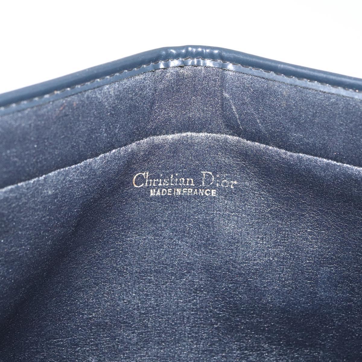 Christian Dior Trotter Canvas Clutch Bag Navy Gold Auth 174597