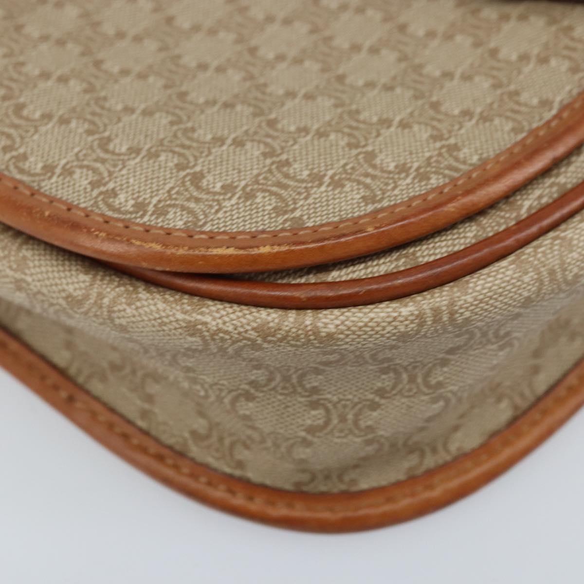 CELINE Macadam Canvas Shoulder Bag PVC Beige Gold Auth 174598