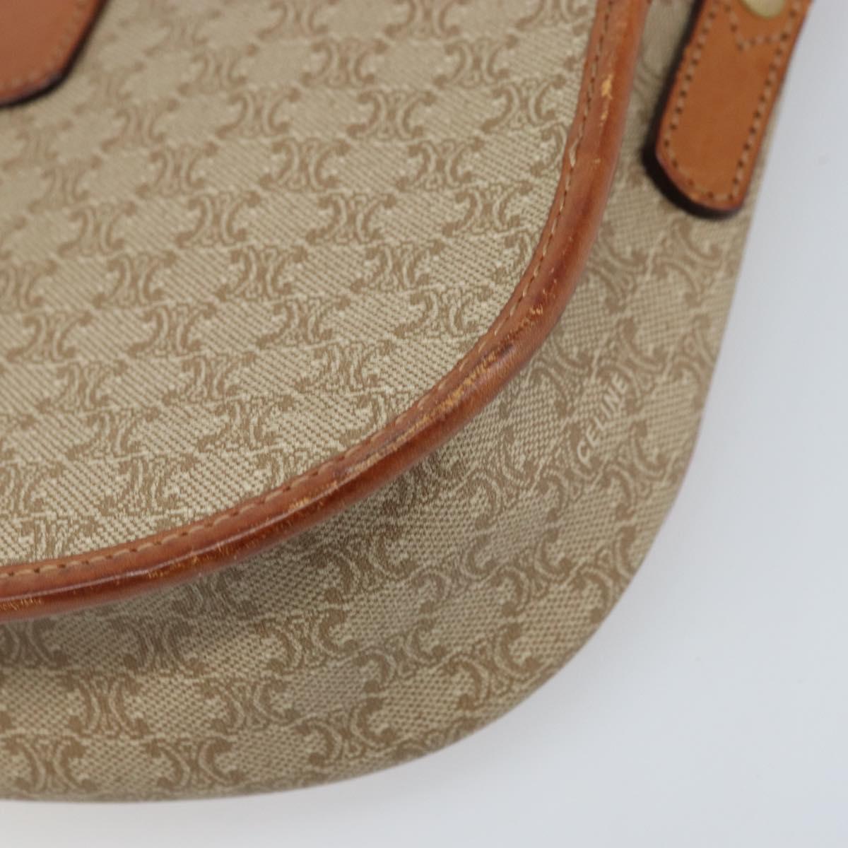 CELINE Macadam Canvas Shoulder Bag PVC Beige Gold Auth 174598
