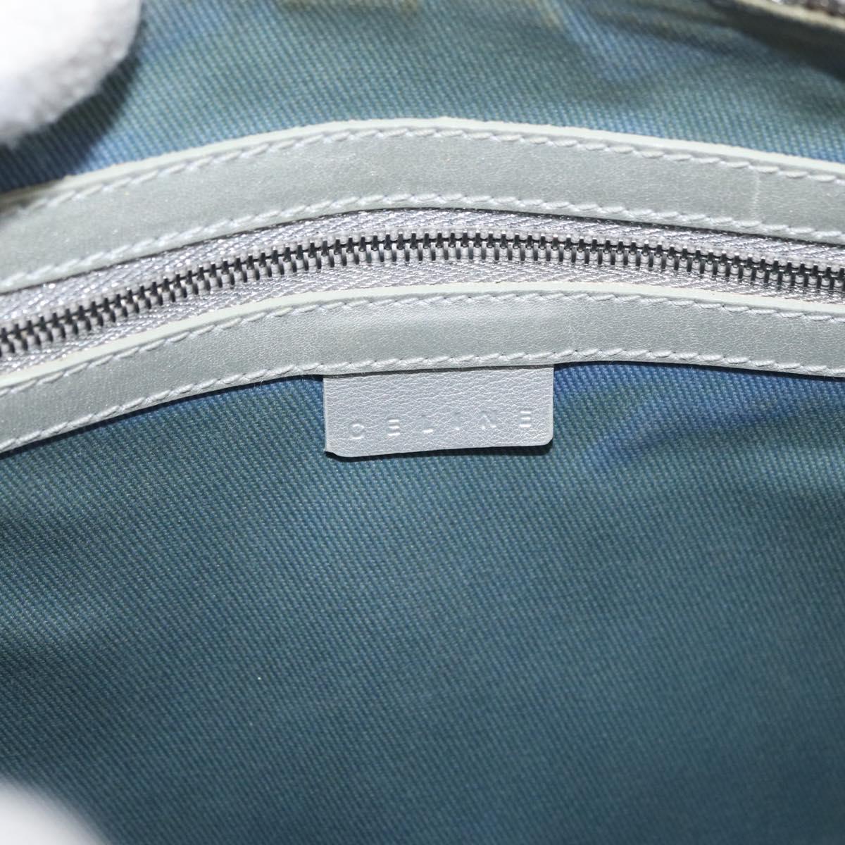 CELINE C Macadam Canvas Hand Bag Light Blue Silver Auth 174602A