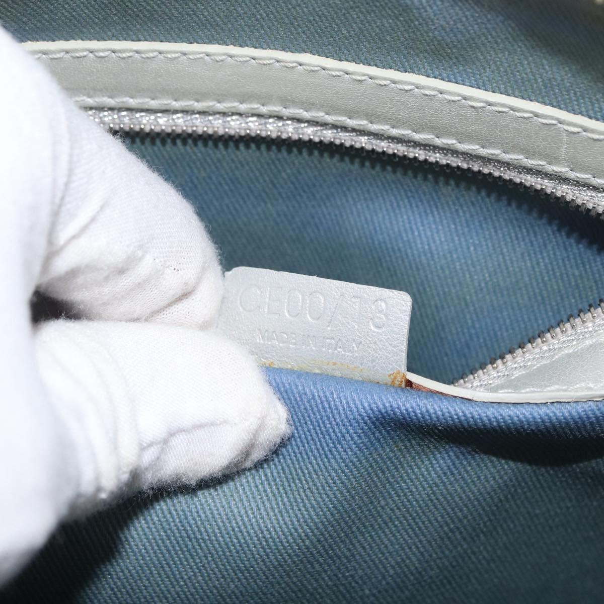 CELINE C Macadam Canvas Hand Bag Light Blue Silver Auth 174602A