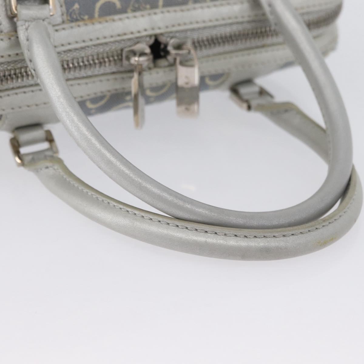 CELINE C Macadam Canvas Hand Bag Light Blue Silver Auth 174602A