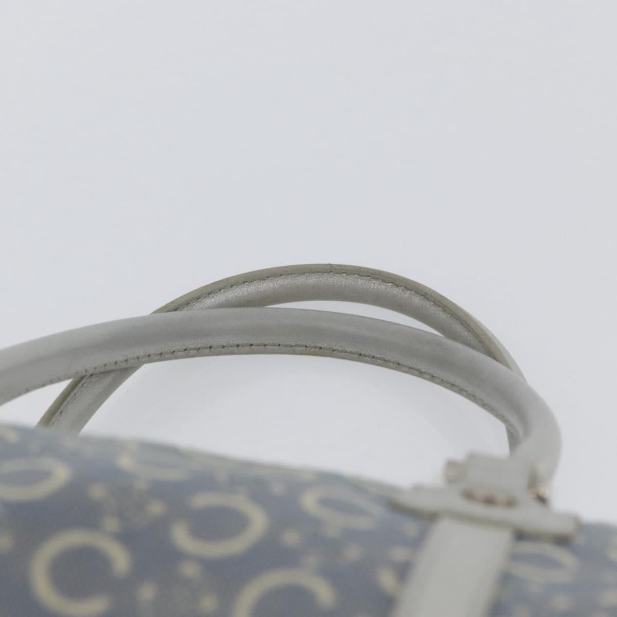 CELINE C Macadam Canvas Hand Bag Light Blue Silver Auth 174602A