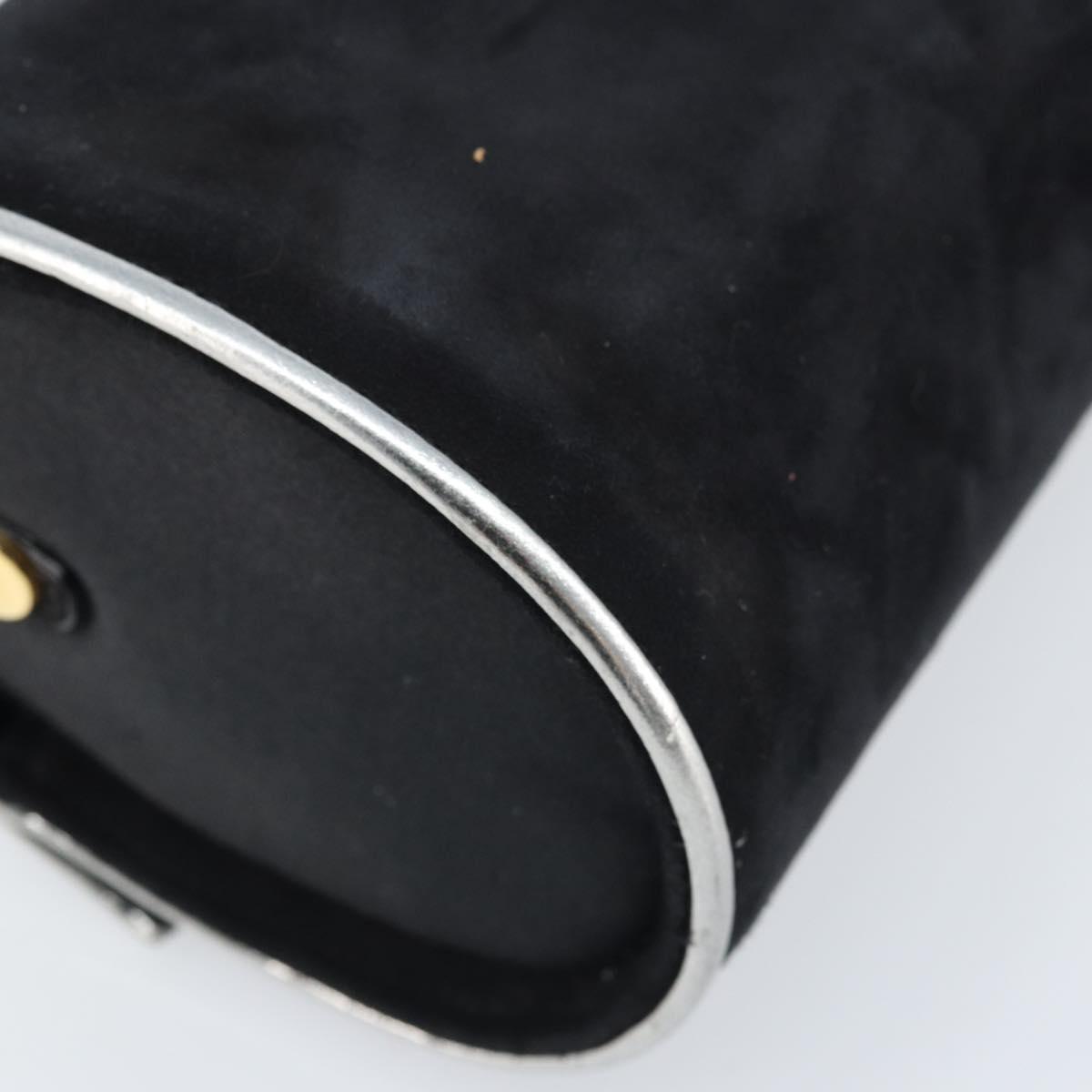 Salvatore Ferragamo Shoulder Bag Suede Black Silver gold Auth 174603