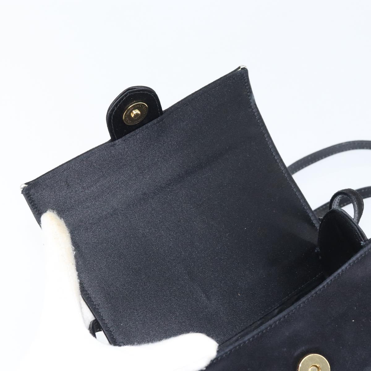 Salvatore Ferragamo Shoulder Bag Suede Black Silver gold Auth 174603