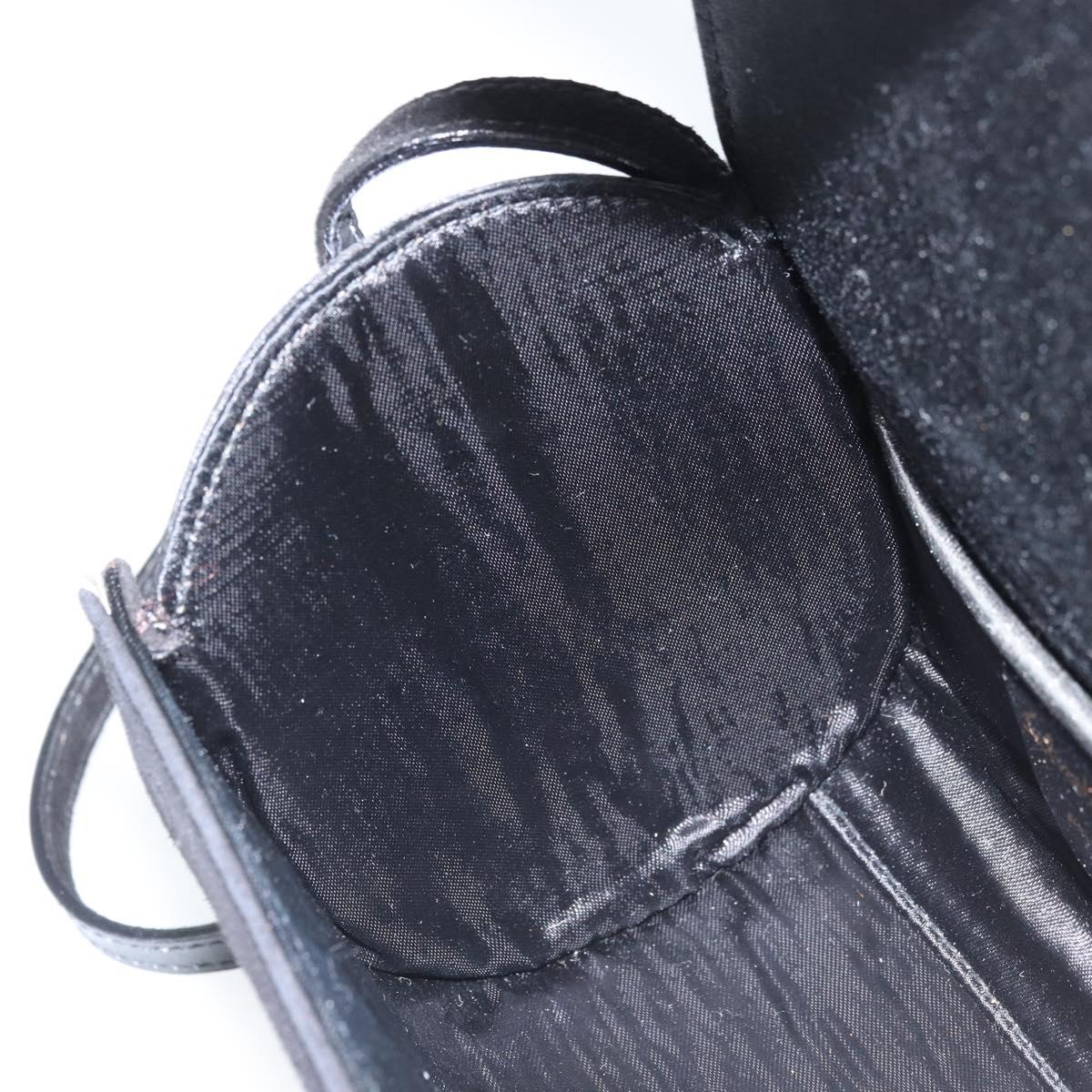 Salvatore Ferragamo Shoulder Bag Suede Black Silver gold Auth 174603