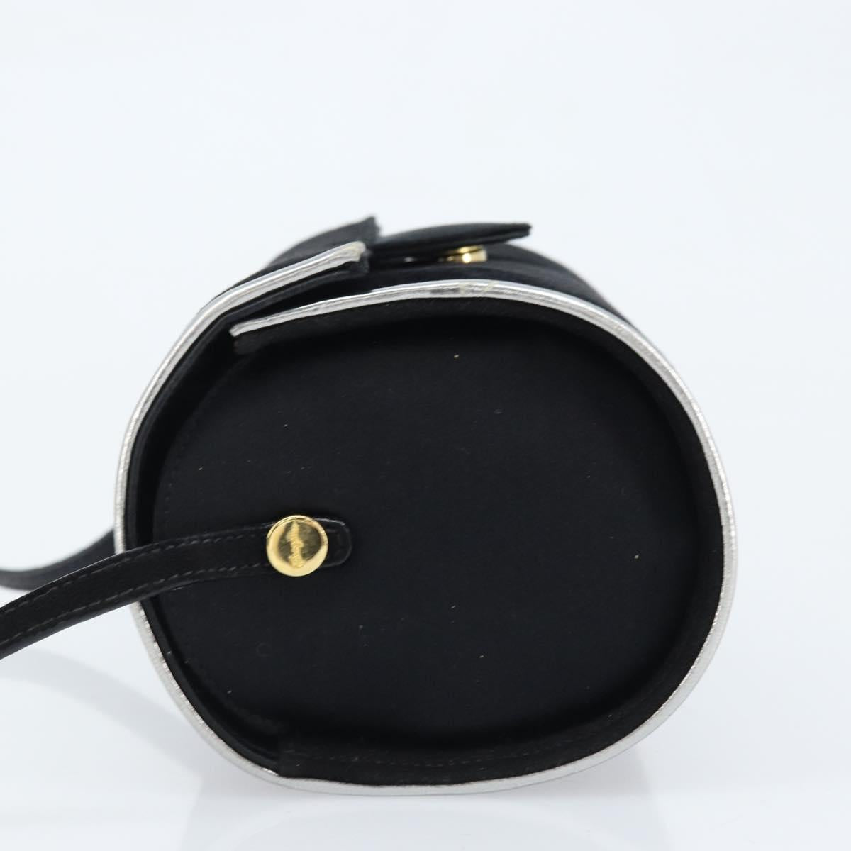 Salvatore Ferragamo Shoulder Bag Suede Black Silver gold Auth 174603
