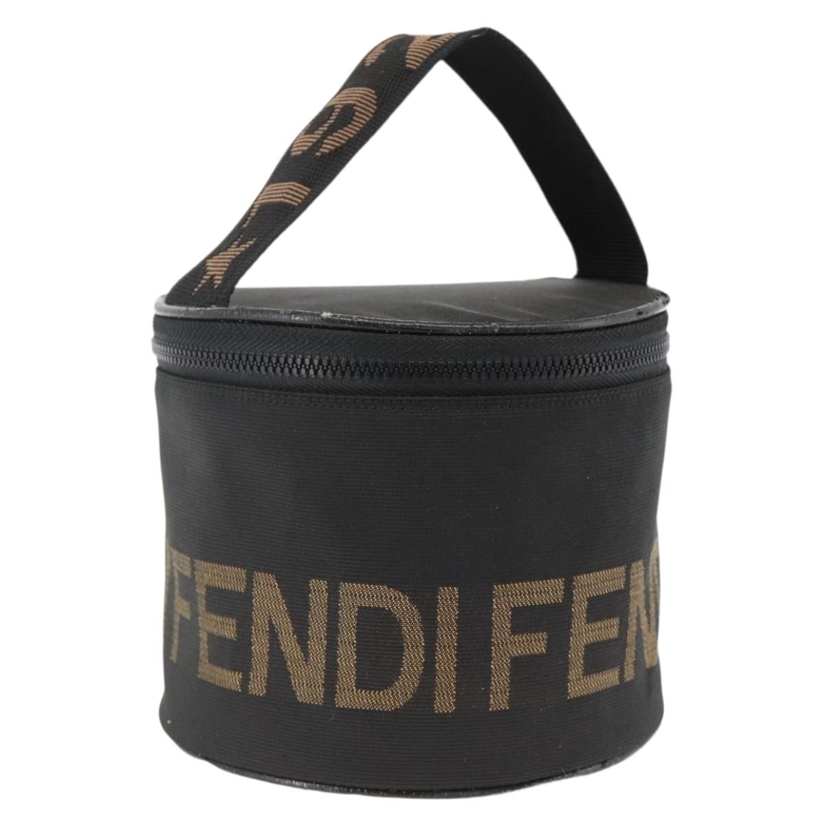 FENDI Hand Bag Black Gold Auth 174605