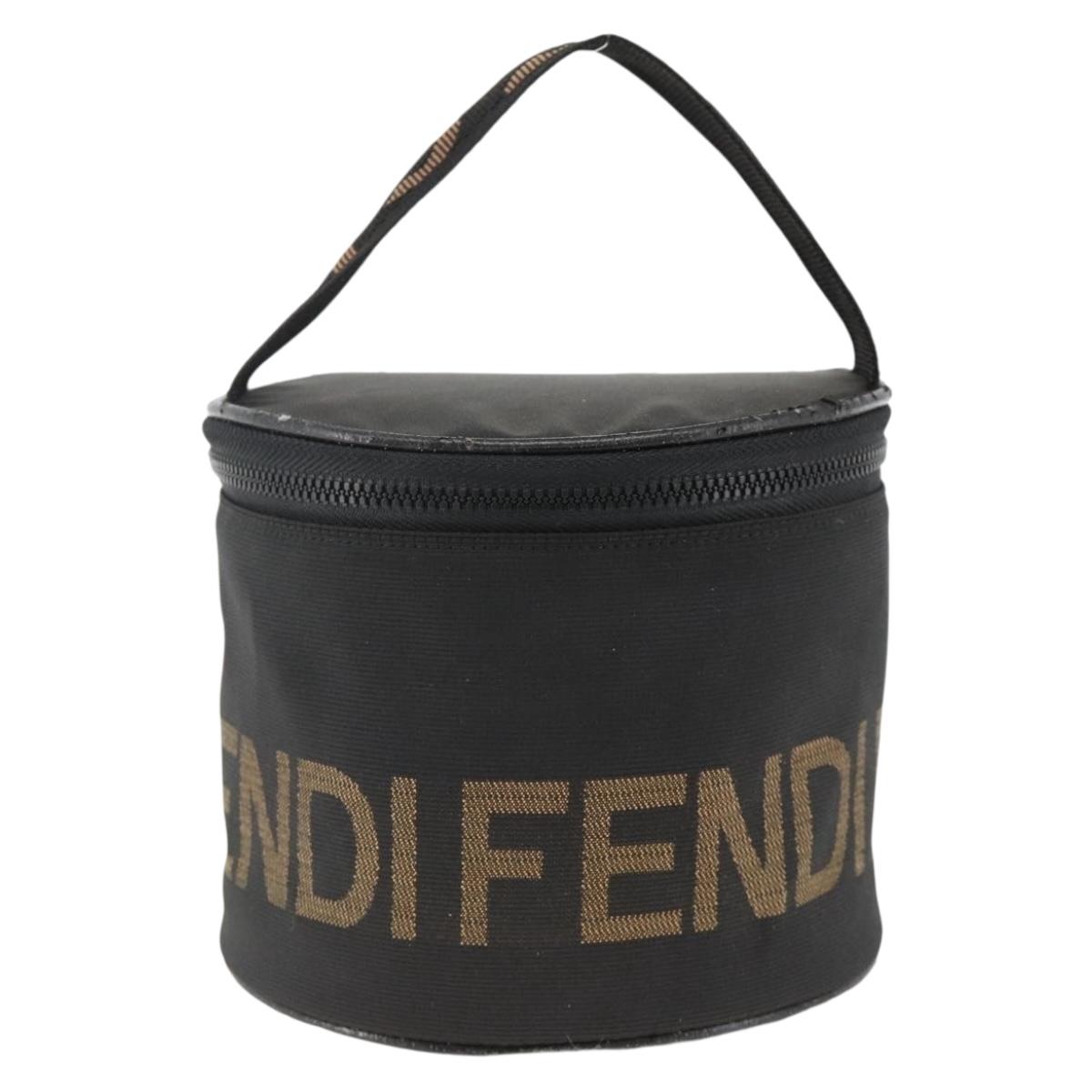 FENDI Hand Bag Black Gold Auth 174605