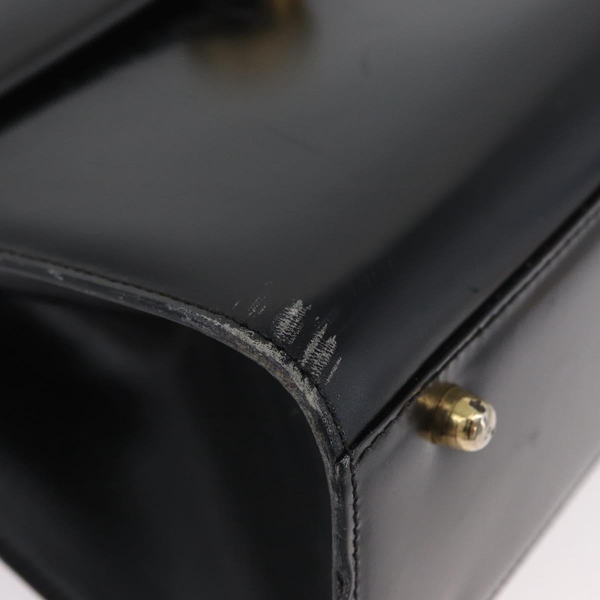 FENDI Hand Bag Leather 2way Black Gold Auth 174607